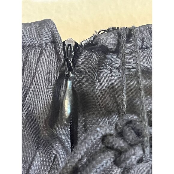 Retro Tiered Maxi Dress Black 14 Neutral Boho Western Classic Chic Indie Folk - Picture 8 of 10